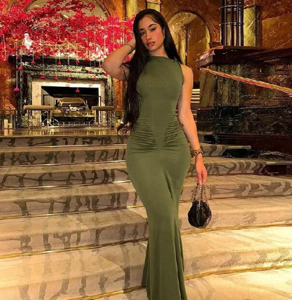 Green Ruched Bodycon Dress